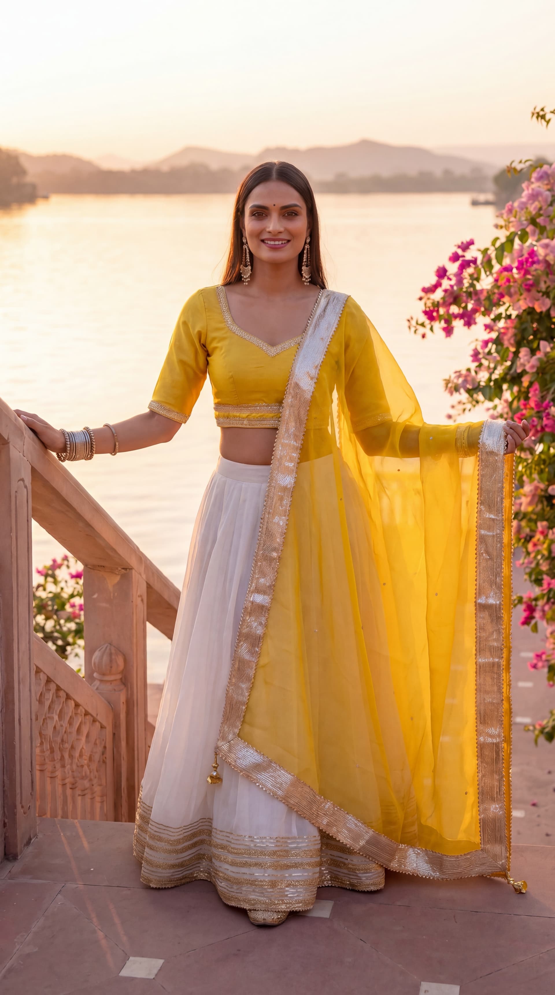 Noor E Mehfil Off White Cotton Silk Lehenga With Organza Dupatta Set image 1