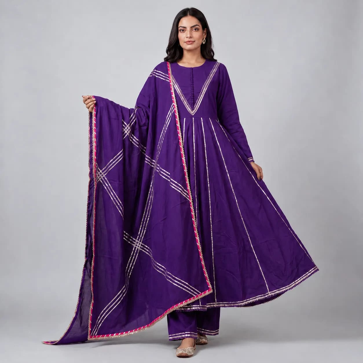 Ruhaani Purple Anarkali With Gota Jaal Dupatta image 1