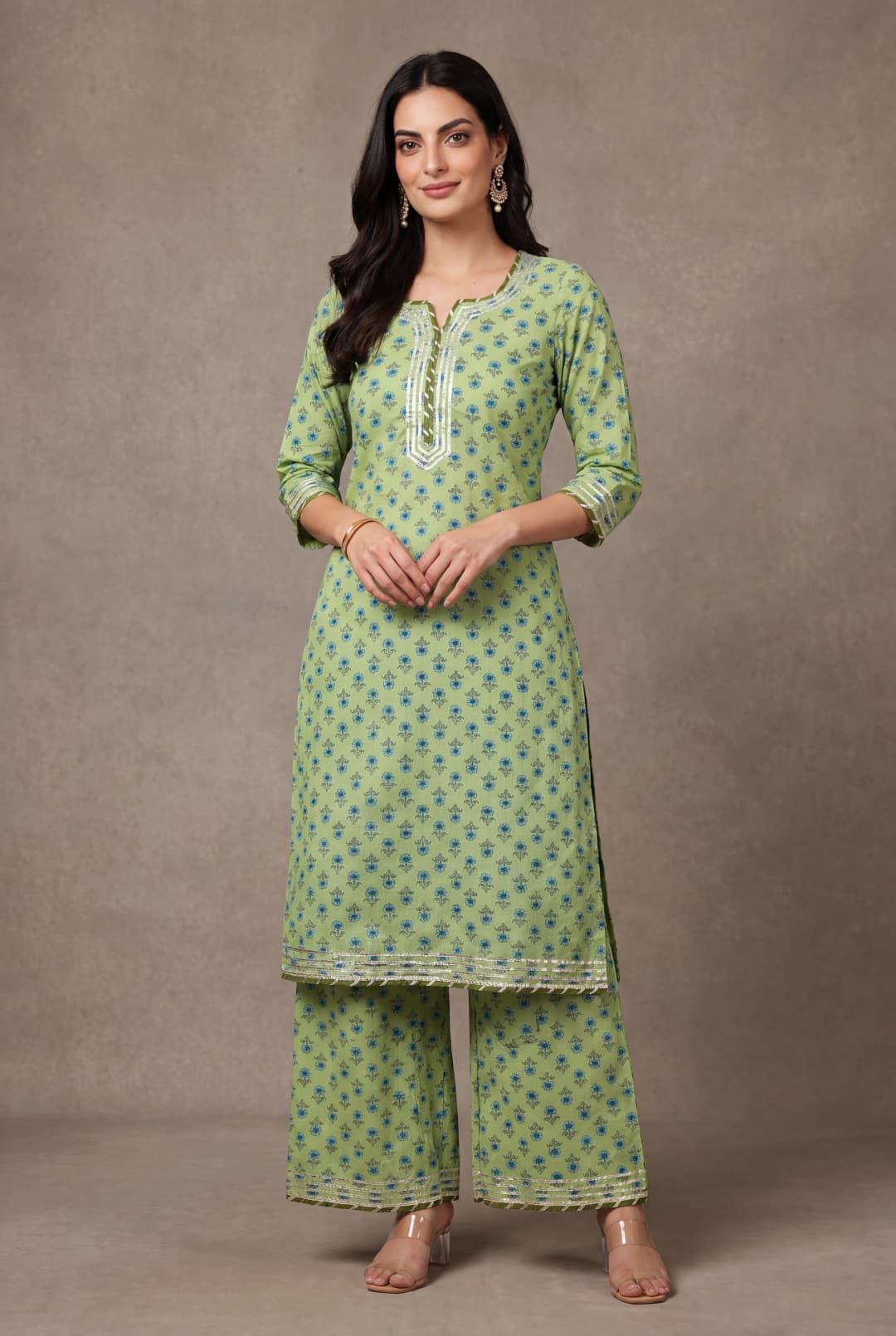 Morni Bagh Green Straight Suit Set by Aemli